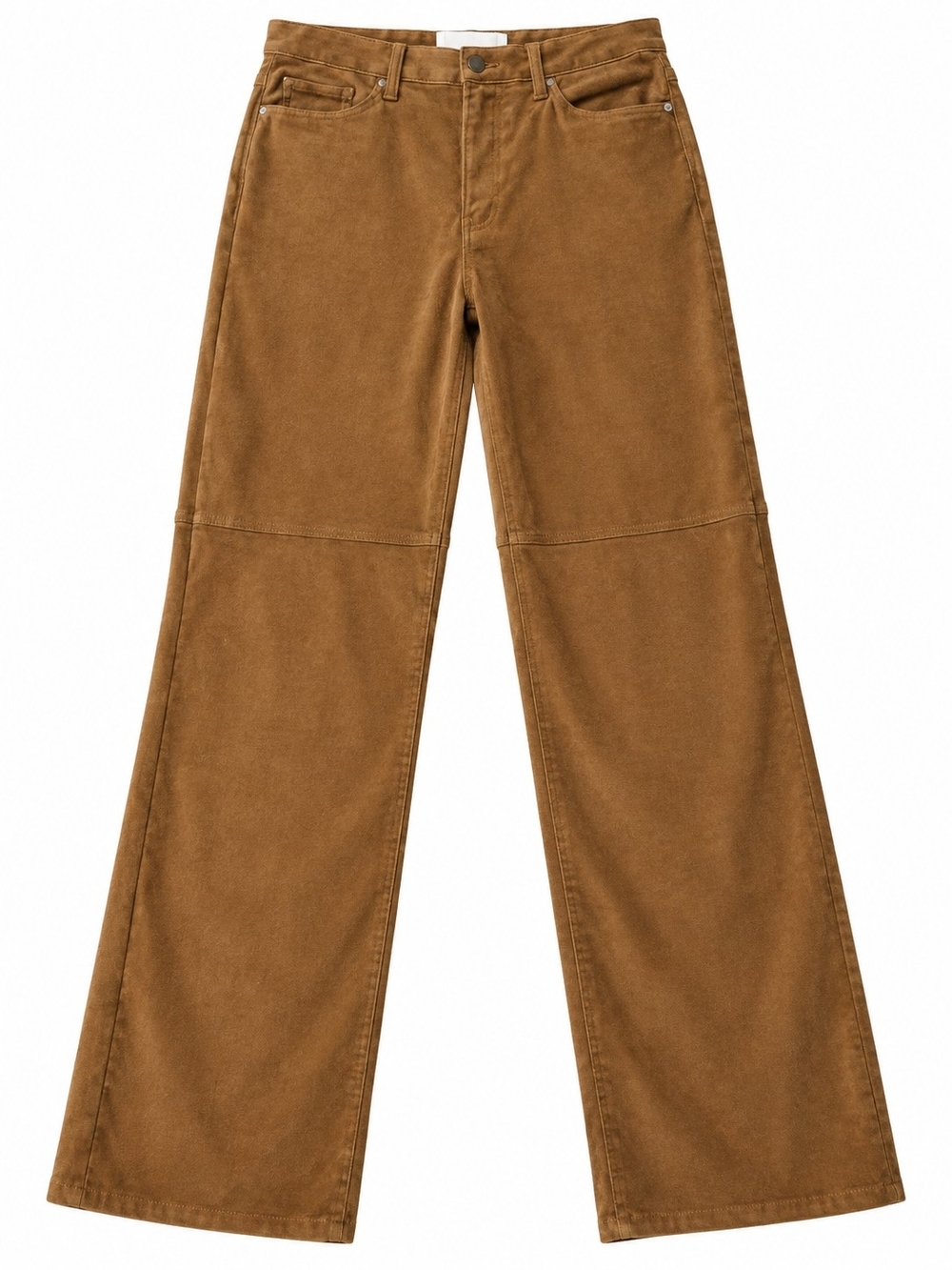 Straight Leg Pants High Rise Western Boho Retro Vintage 70s Brown Suede-Look